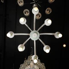  Seguso Mid Century 8 Arm Curved Hand Blown Murano Scavo Glass Chandelier by Seguso - 3523552
