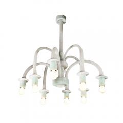  Seguso Mid Century 8 Arm Curved Hand Blown Murano Scavo Glass Chandelier by Seguso - 3523566