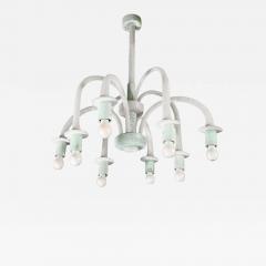  Seguso Mid Century 8 Arm Curved Hand Blown Murano Scavo Glass Chandelier by Seguso - 3527421