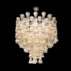  Seguso Mid Century Hourglass Chandelier in Hand Blown Champagne Murano Glass by Seguso - 2946367