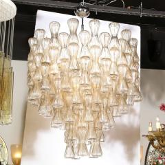  Seguso Mid Century Hourglass Chandelier in Hand Blown Champagne Murano Glass by Seguso - 2946560