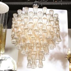  Seguso Mid Century Hourglass Chandelier in Hand Blown Champagne Murano Glass by Seguso - 2946652