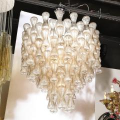  Seguso Mid Century Hourglass Chandelier in Hand Blown Champagne Murano Glass by Seguso - 2946786
