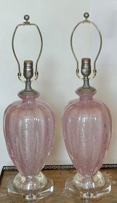  Seguso Mid Century Modern Seguso Murano Italian Art Glass Table Lamps - 1922149