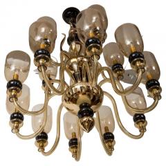  Seguso Modern Italian Murano Two Tier Fifteen Arm Uplight Chandelier By Seguso - 3196796