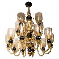  Seguso Modern Italian Murano Two Tier Fifteen Arm Uplight Chandelier By Seguso - 3196802