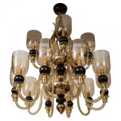  Seguso Modern Italian Murano Two Tier Fifteen Arm Uplight Chandelier By Seguso - 3196803