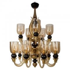  Seguso Modern Italian Murano Two Tier Fifteen Arm Uplight Chandelier By Seguso - 3196807