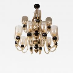  Seguso Modern Italian Murano Two Tier Fifteen Arm Uplight Chandelier By Seguso - 3202511