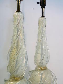  Seguso Pair of Murano Lamps with Gold Flaked Seguso Handblown Glass - 1017295