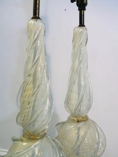  Seguso Pair of Murano Lamps with Gold Flaked Seguso Handblown Glass - 1017297