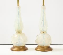  Seguso Pair of Opalescent Murano Glass Lamps by Seguso  - 2083077