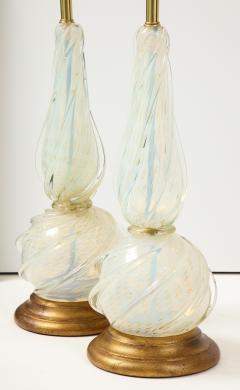  Seguso Pair of Opalescent Murano Glass Lamps by Seguso  - 2083078