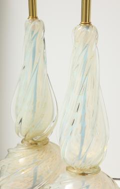  Seguso Pair of Opalescent Murano Glass Lamps by Seguso  - 2083079