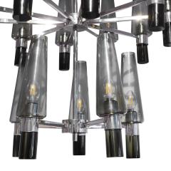  Seguso Seguso Exceptional Large Chandelier In Chrome And Smoked Glass Shades 1990s - 1489143