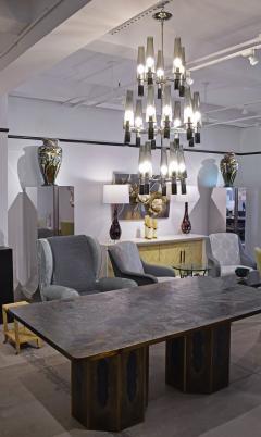  Seguso Seguso Exceptional Large Chandelier In Chrome And Smoked Glass Shades 1990s - 1489144