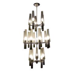  Seguso Seguso Exceptional Large Chandelier In Chrome And Smoked Glass Shades 1990s - 1489145