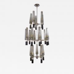  Seguso Seguso Exceptional Large Chandelier In Chrome And Smoked Glass Shades 1990s - 1494341