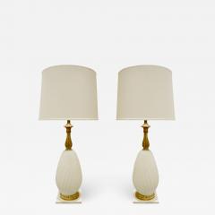  Seguso Seguso Pair of Gilded Hand Blown Glass Table Lamps 1950s - 594414