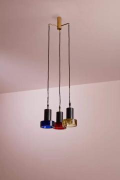  Seguso Seguso Vetri d Arte Flavio Poli for Seguso chandelier with three colourful glass shades Italy 1960 - 4147286