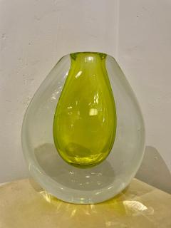 Seguso Seguso Vetri d Arte Large Seguso Vetri dArte Citron and Clear Murano Vase by Flavio Poli - 4636767