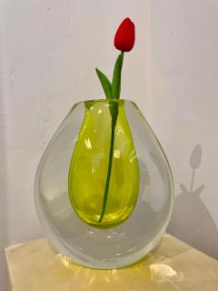  Seguso Seguso Vetri d Arte Large Seguso Vetri dArte Citron and Clear Murano Vase by Flavio Poli - 4636868
