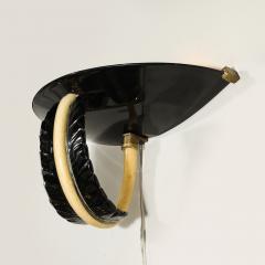  Seguso Seguso Vetri d Arte Mid Century Rare Hand Blown Murano Black Gold Acanthus Glass Sconces by Seguso - 4622331