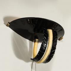  Seguso Seguso Vetri d Arte Mid Century Rare Hand Blown Murano Black Gold Acanthus Glass Sconces by Seguso - 4622332