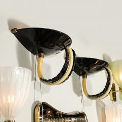  Seguso Seguso Vetri d Arte Mid Century Rare Hand Blown Murano Black Gold Acanthus Glass Sconces by Seguso - 4622333