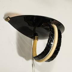  Seguso Seguso Vetri d Arte Mid Century Rare Hand Blown Murano Black Gold Acanthus Glass Sconces by Seguso - 4622338