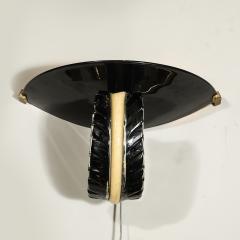  Seguso Seguso Vetri d Arte Mid Century Rare Hand Blown Murano Black Gold Acanthus Glass Sconces by Seguso - 4622339