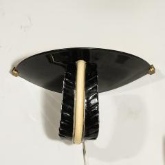  Seguso Seguso Vetri d Arte Mid Century Rare Hand Blown Murano Black Gold Acanthus Glass Sconces by Seguso - 4622340