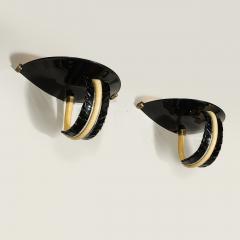  Seguso Seguso Vetri d Arte Mid Century Rare Hand Blown Murano Black Gold Acanthus Glass Sconces by Seguso - 4622355