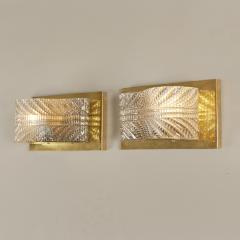  Seguso Seguso Vetri d Arte Pair of Italian 1950s Seguso Murano glass and brass wall lights - 3594120
