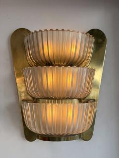  Seguso Seguso Vetri d Arte Pair of Sconces Brass and Glass by Seguso Italy 1940s - 4603360