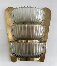  Seguso Seguso Vetri d Arte Pair of Sconces Brass and Glass by Seguso Italy 1940s - 4603363