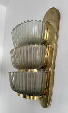  Seguso Seguso Vetri d Arte Pair of Sconces Brass and Glass by Seguso Italy 1940s - 4603365