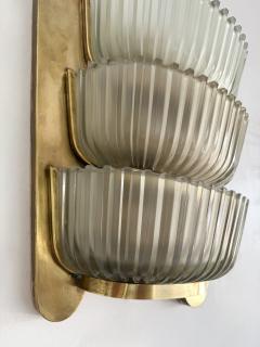  Seguso Seguso Vetri d Arte Pair of Sconces Brass and Glass by Seguso Italy 1940s - 4603366
