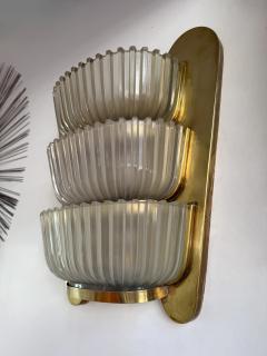  Seguso Seguso Vetri d Arte Pair of Sconces Brass and Glass by Seguso Italy 1940s - 4603369