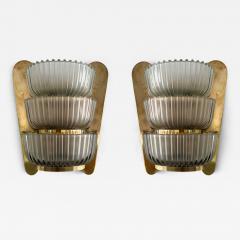 Seguso Seguso Vetri d Arte Pair of Sconces Brass and Glass by Seguso Italy 1940s - 4604496