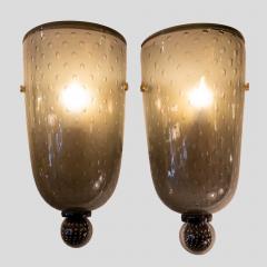  Seguso Seguso Vetri d Arte Pair of smoke grey glass wall lights Seguso attributed design - 4585790