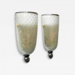  Seguso Seguso Vetri d Arte Pair of smoke grey glass wall lights Seguso attributed design - 4588332