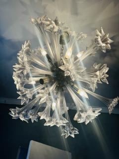  Seguso Seguso Vetri d Arte STUNNING MODERNIST CLEAR MURANO GLASS FLOWER BALL CHANDELIER - 3893031