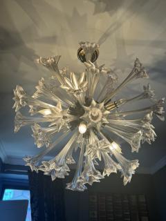  Seguso Seguso Vetri d Arte STUNNING MODERNIST CLEAR MURANO GLASS FLOWER BALL CHANDELIER - 3893033