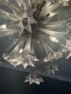  Seguso Seguso Vetri d Arte STUNNING MODERNIST CLEAR MURANO GLASS FLOWER BALL CHANDELIER - 3893035