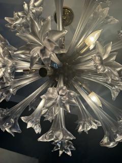  Seguso Seguso Vetri d Arte STUNNING MODERNIST CLEAR MURANO GLASS FLOWER BALL CHANDELIER - 3893037