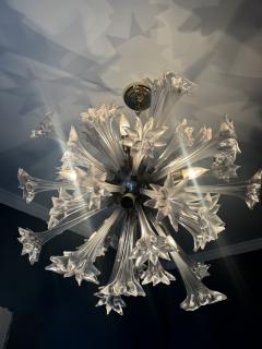  Seguso Seguso Vetri d Arte STUNNING MODERNIST CLEAR MURANO GLASS FLOWER BALL CHANDELIER - 3893038