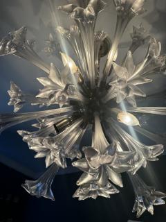  Seguso Seguso Vetri d Arte STUNNING MODERNIST CLEAR MURANO GLASS FLOWER BALL CHANDELIER - 3893039