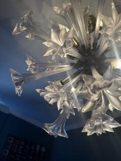  Seguso Seguso Vetri d Arte STUNNING MODERNIST CLEAR MURANO GLASS FLOWER BALL CHANDELIER - 3893041