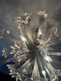  Seguso Seguso Vetri d Arte STUNNING MODERNIST CLEAR MURANO GLASS FLOWER BALL CHANDELIER - 3893042